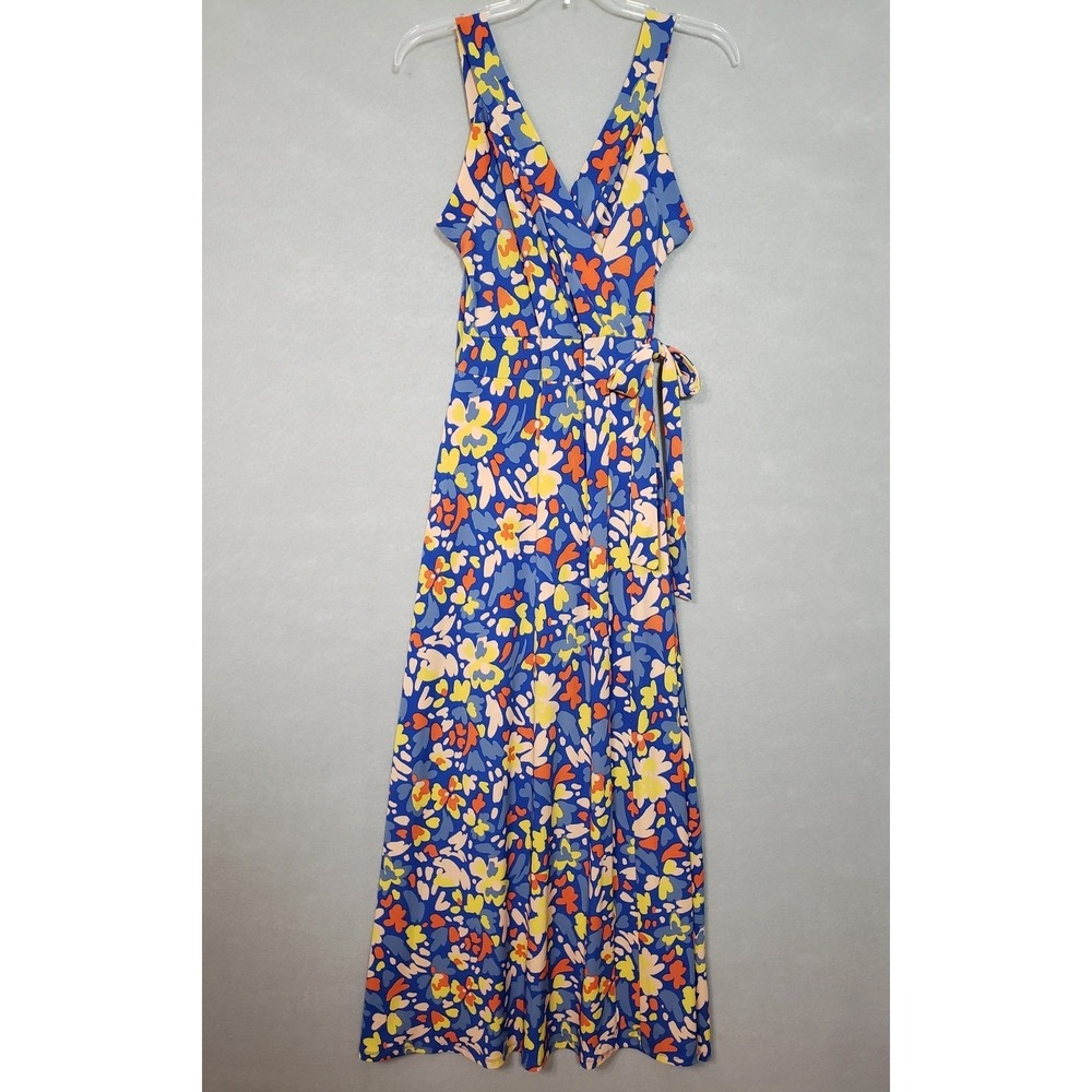 41 Hawthorn‎ Medium Hellena Wrap Maxi Dress Blue Floral Garden Party Vacation